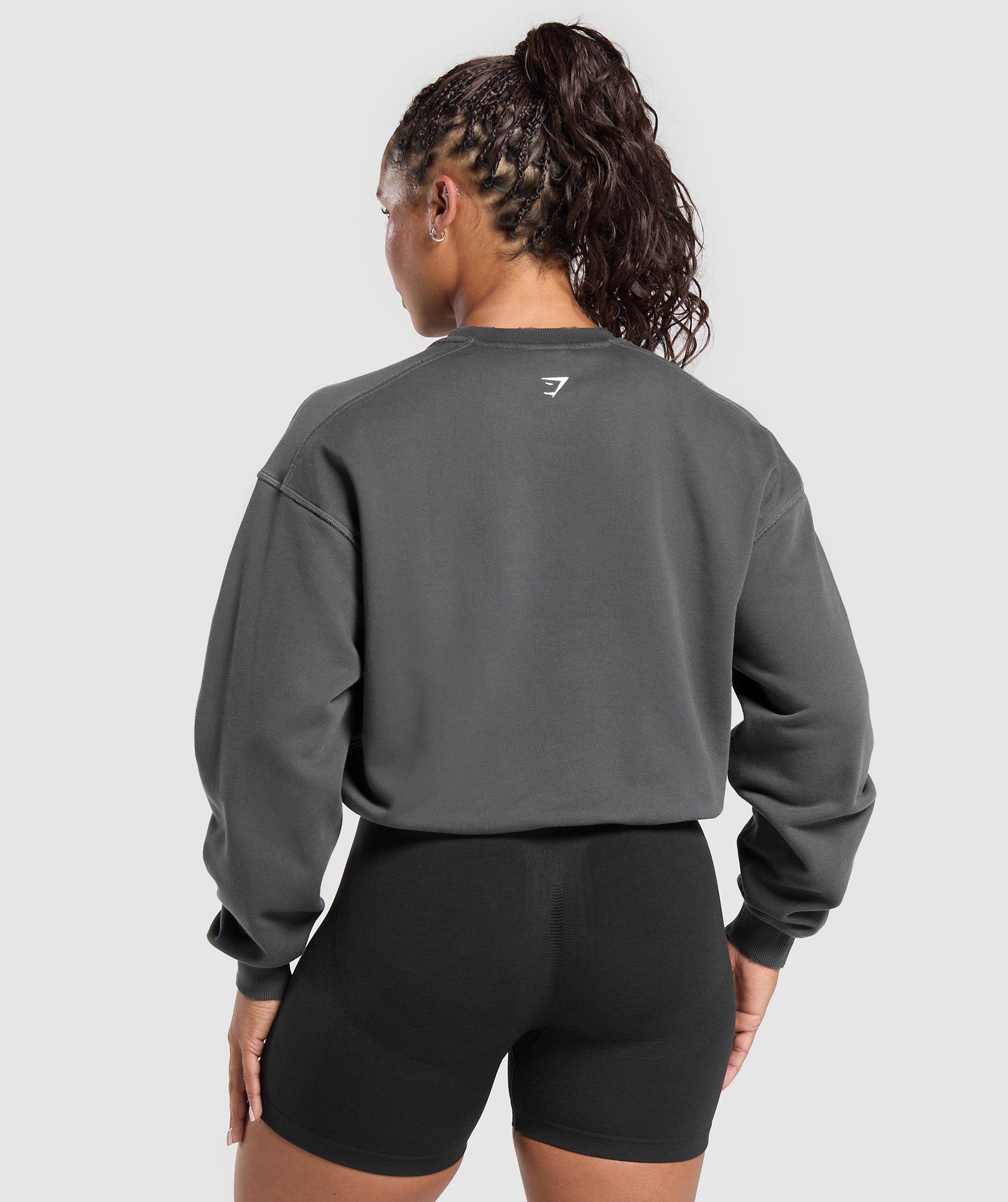 Gains Washed Loopback Crew Neck - Asphalt Grey/Black