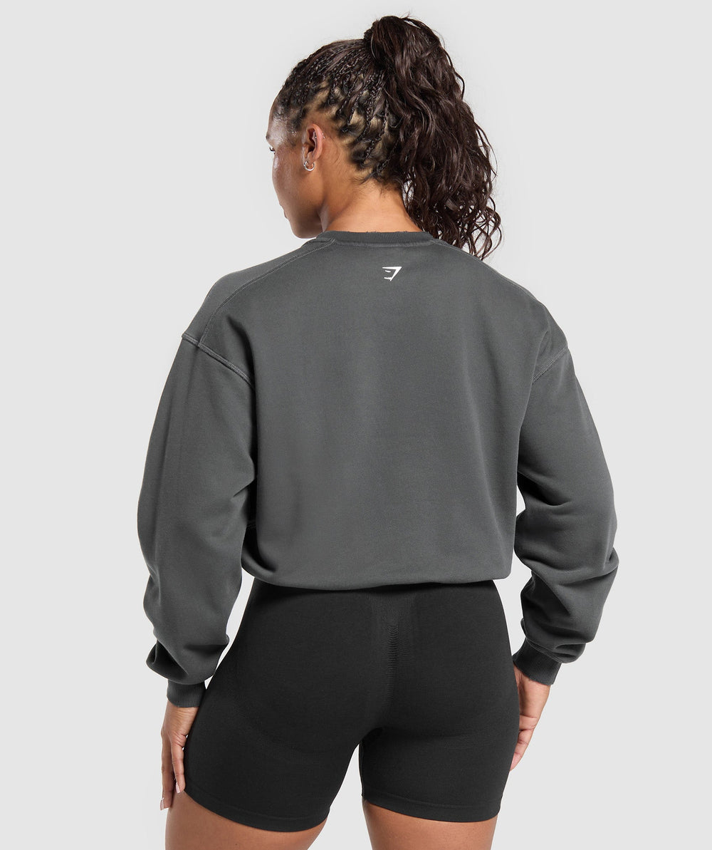 Gains Washed Loopback Crew Neck - Asphalt Grey/Black