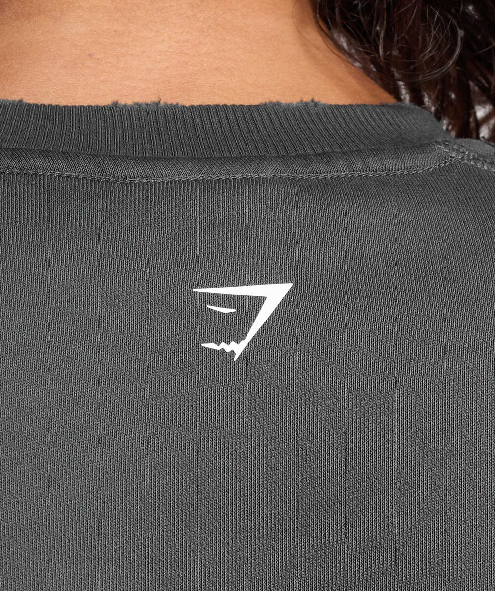 Gains Washed Loopback Crew Neck - Asphalt Grey/Black