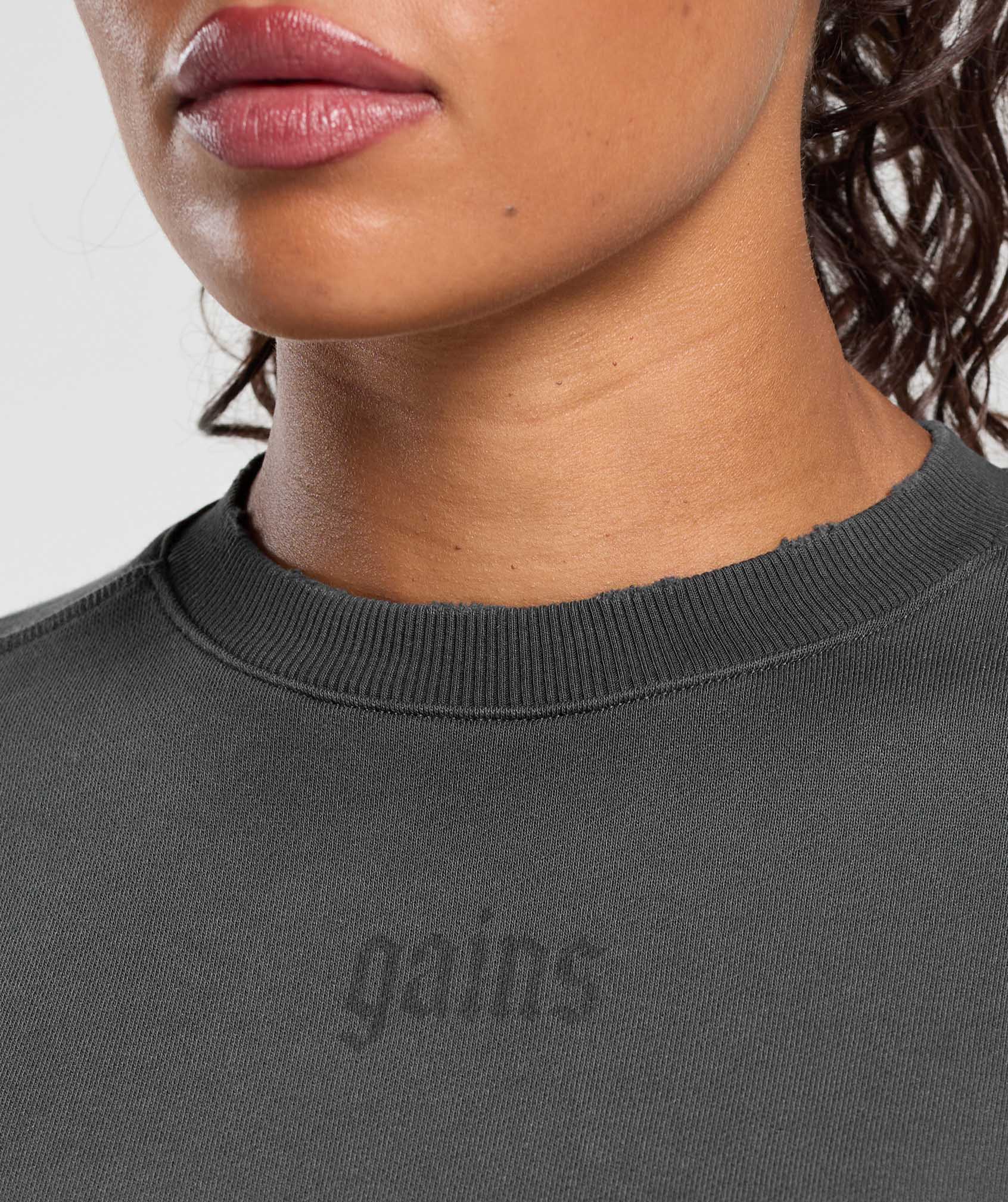 Gains Washed Loopback Crew Neck - Asphalt Grey/Black