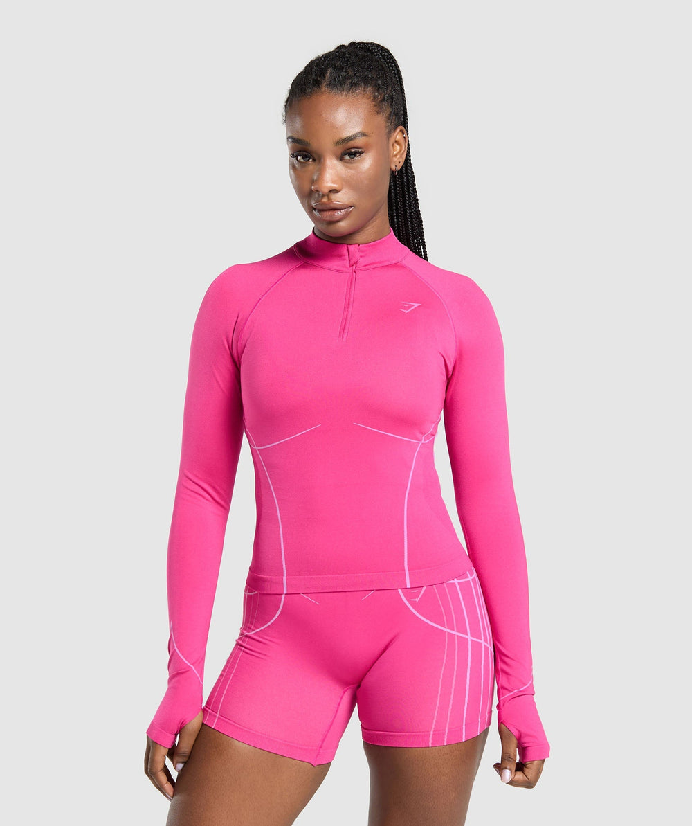 Apex Seamless 1/4 Zip Pullover - Valley Pink/Sour Pink