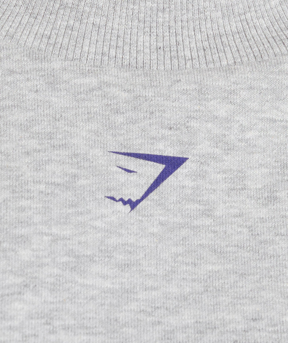 Heavy Duty Graphic Oversized Pullover - Light Grey Core Marl
