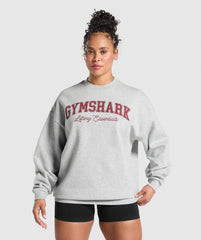 Lifting Essentials Graphic Brushed Oversized Sweatshirt - Light Grey Core Marl