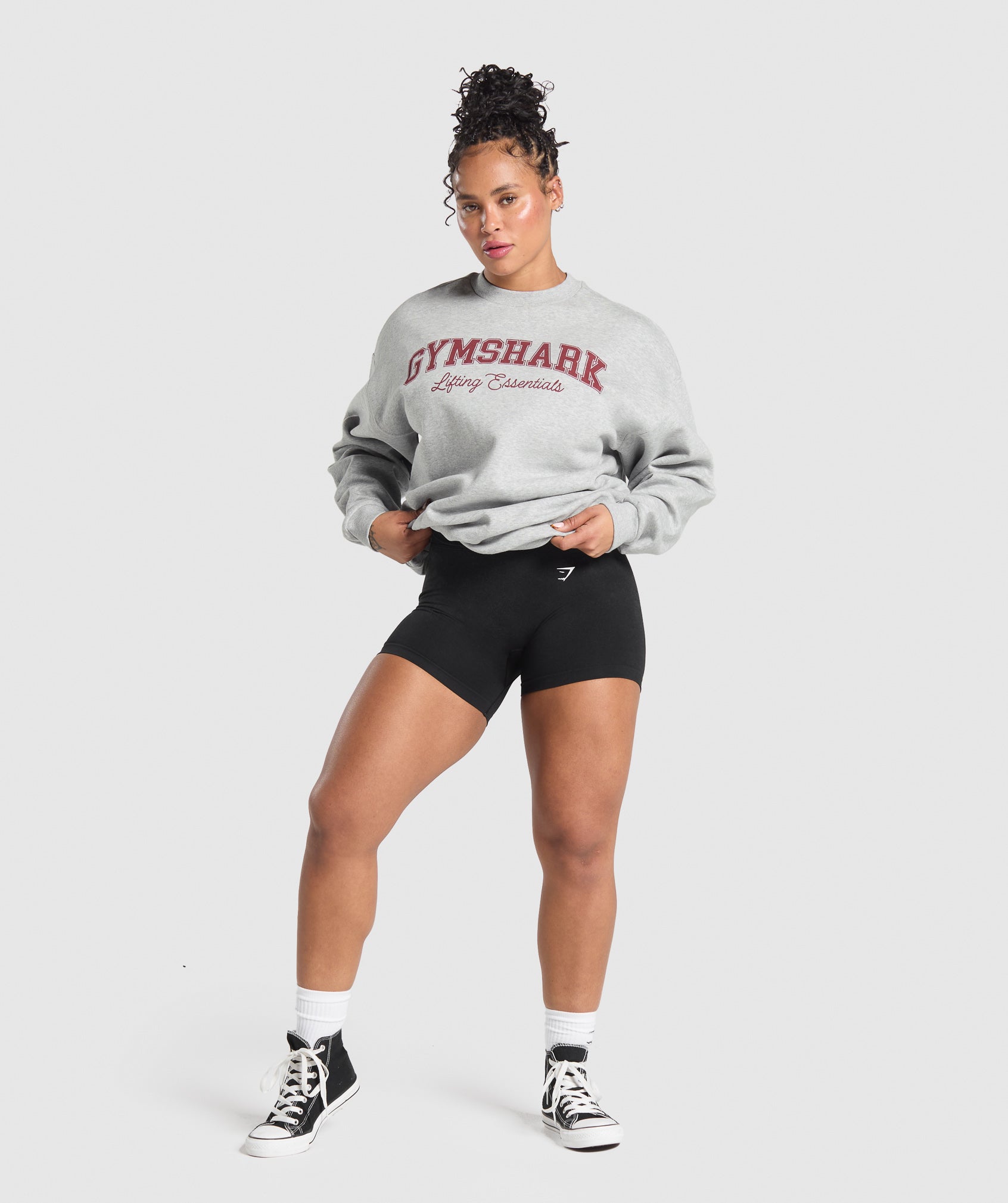 Lifting Essentials Graphic Brushed Oversized Sweatshirt - Light Grey Core Marl