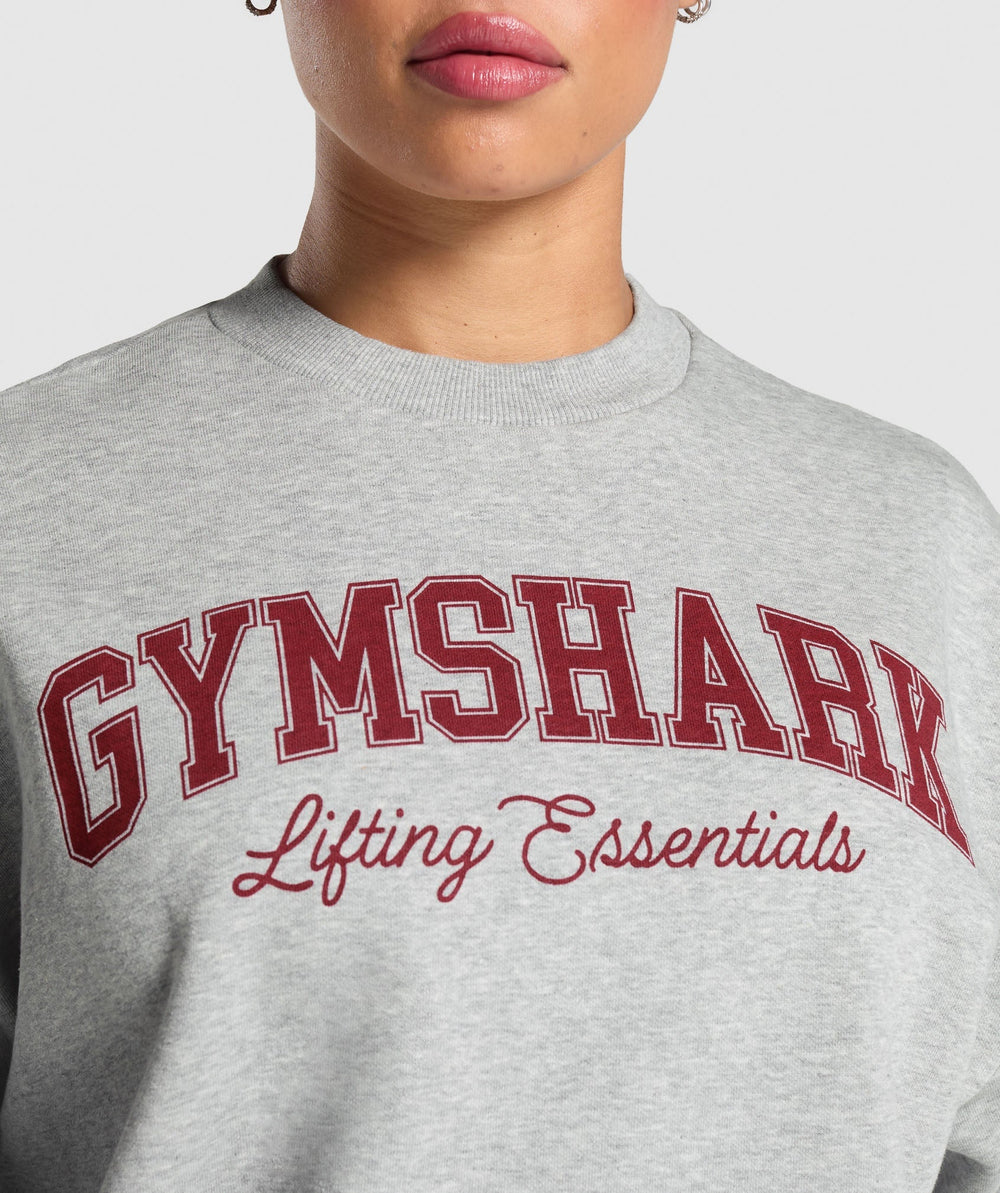 Lifting Essentials Graphic Brushed Oversized Sweatshirt - Light Grey Core Marl