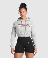 Lifting Essentials Graphic Cropped Hoodie - Light Grey Core Marl