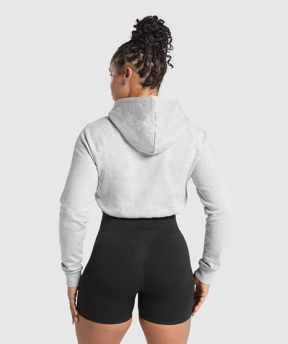 Lifting Essentials Graphic Cropped Hoodie - Light Grey Core Marl