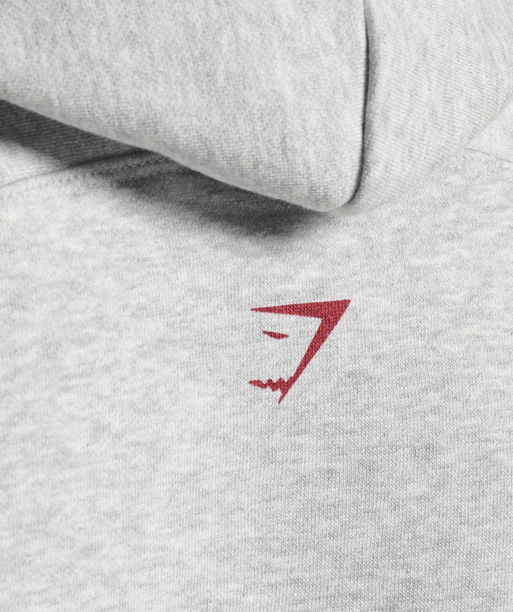 Lifting Essentials Graphic Cropped Hoodie - Light Grey Core Marl