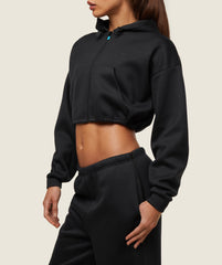 everywear Tech Cropped Hoodie - Black