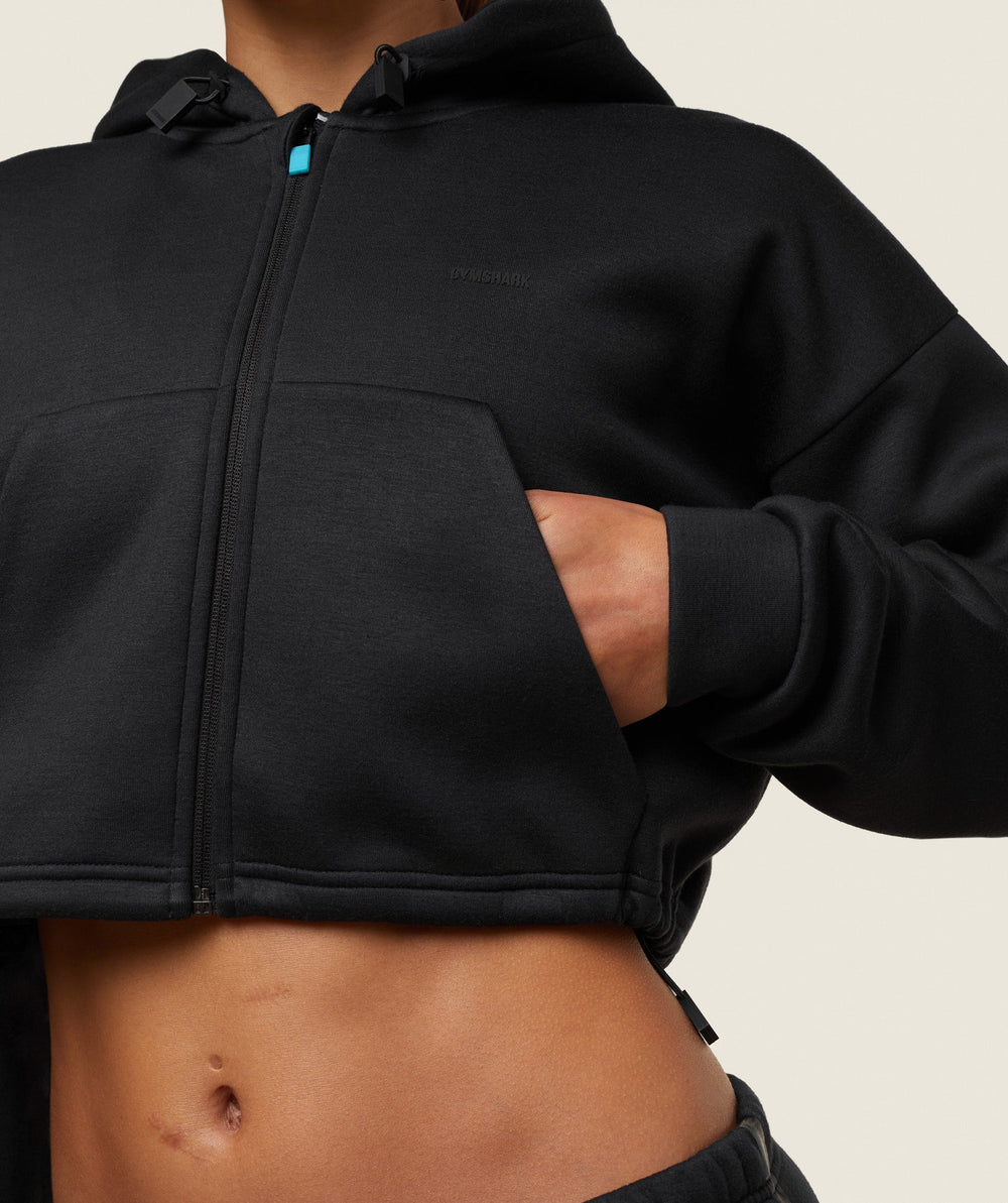 everywear Tech Cropped Hoodie - Black