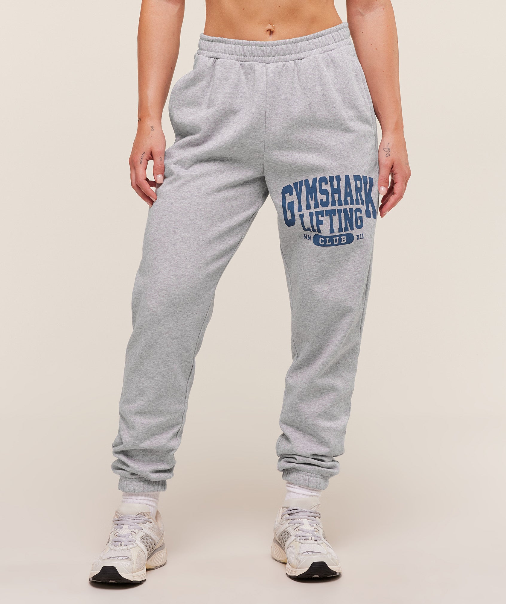 Lifting Club Graphic Joggers - Light Grey Core Marl