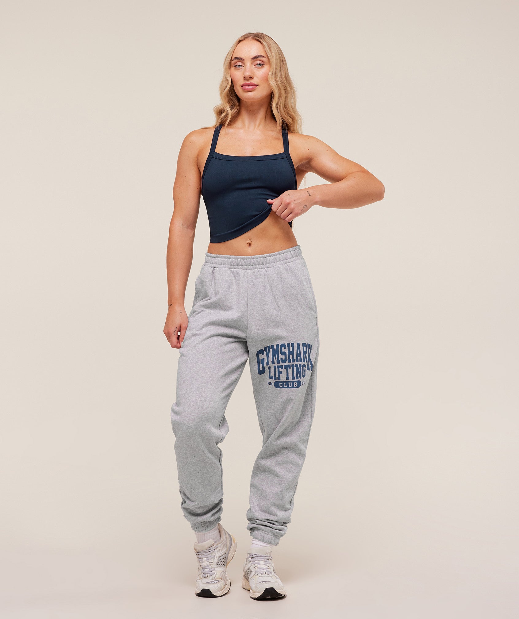 Lifting Club Graphic Joggers - Light Grey Core Marl