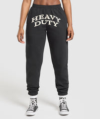 Heavy Duty Graphic Loopback Jogger - Black