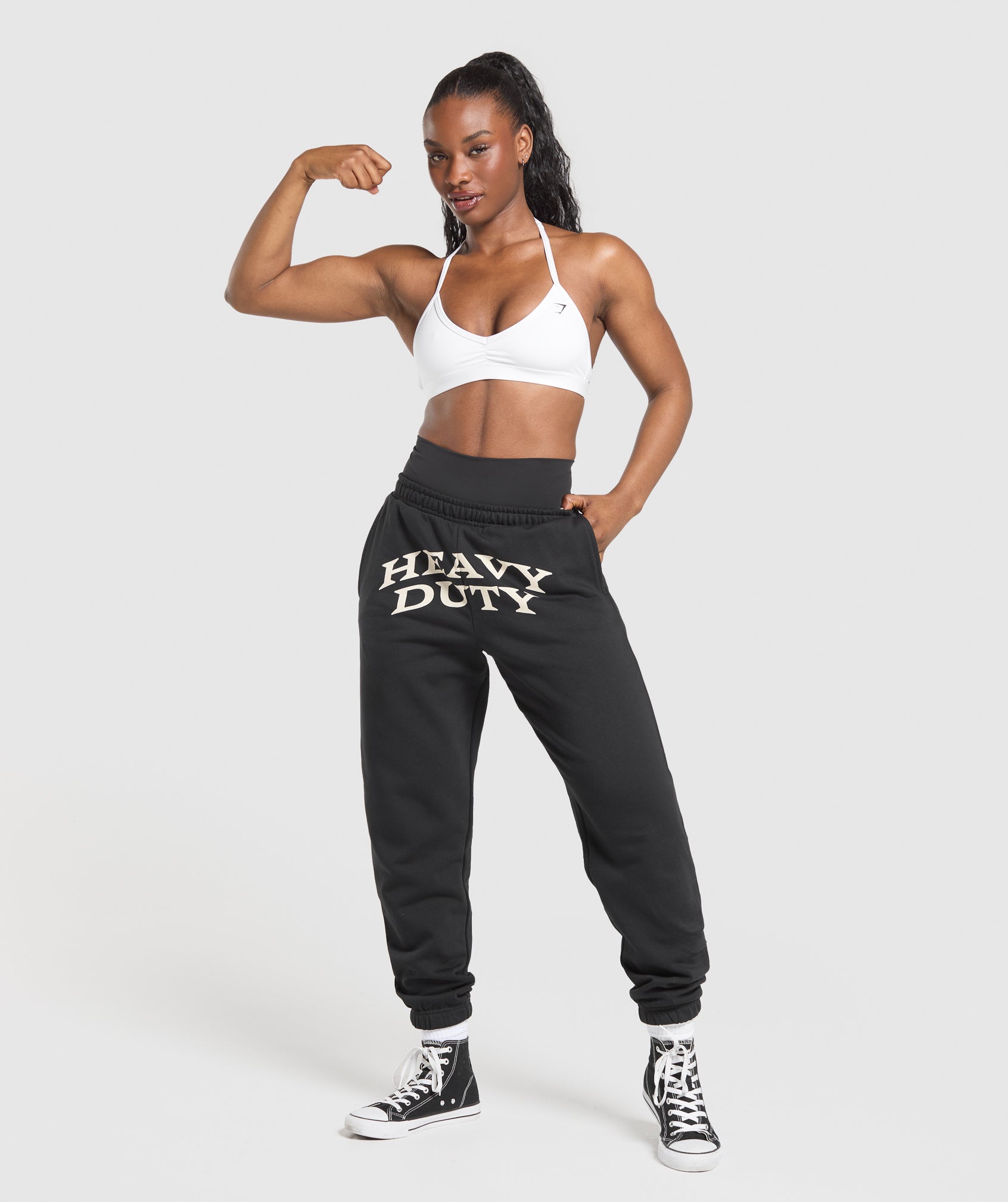 Heavy Duty Graphic Loopback Jogger - Black