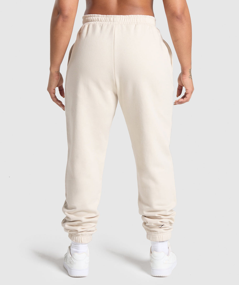 Lifting Essentials Graphic Brushed Oversized Joggers - Oat White