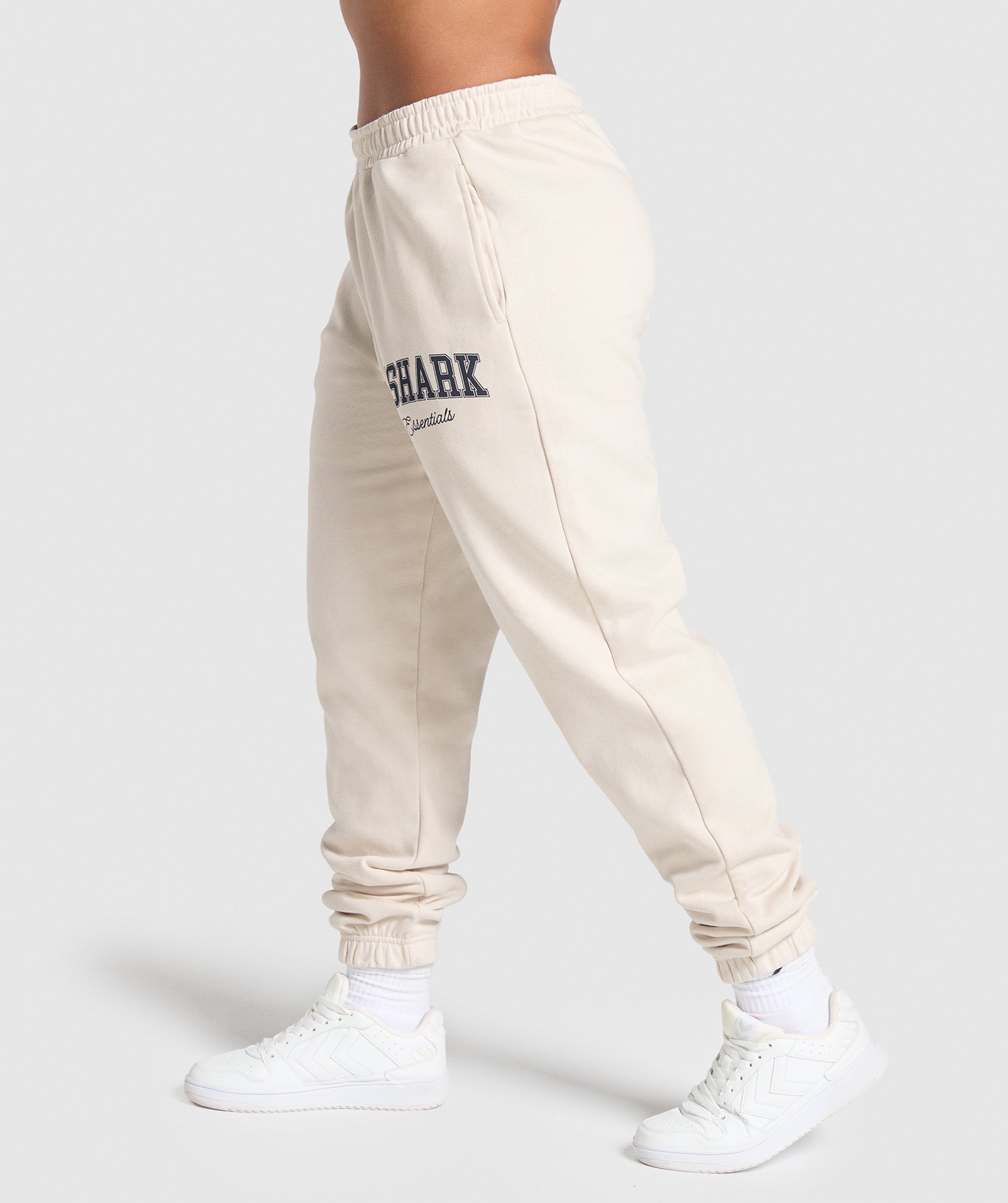 Lifting Essentials Graphic Brushed Oversized Joggers - Oat White