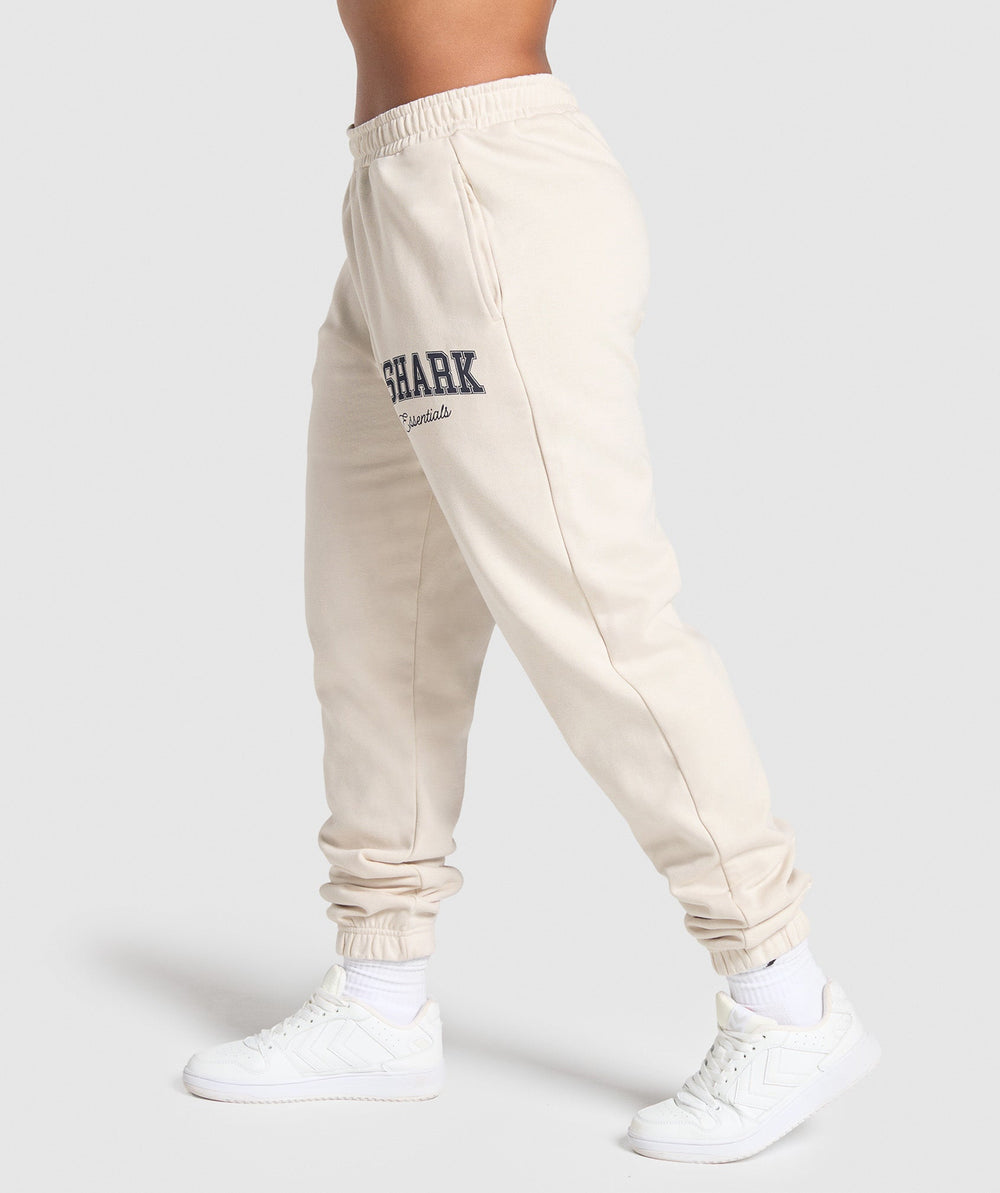 Lifting Essentials Graphic Brushed Oversized Joggers - Oat White