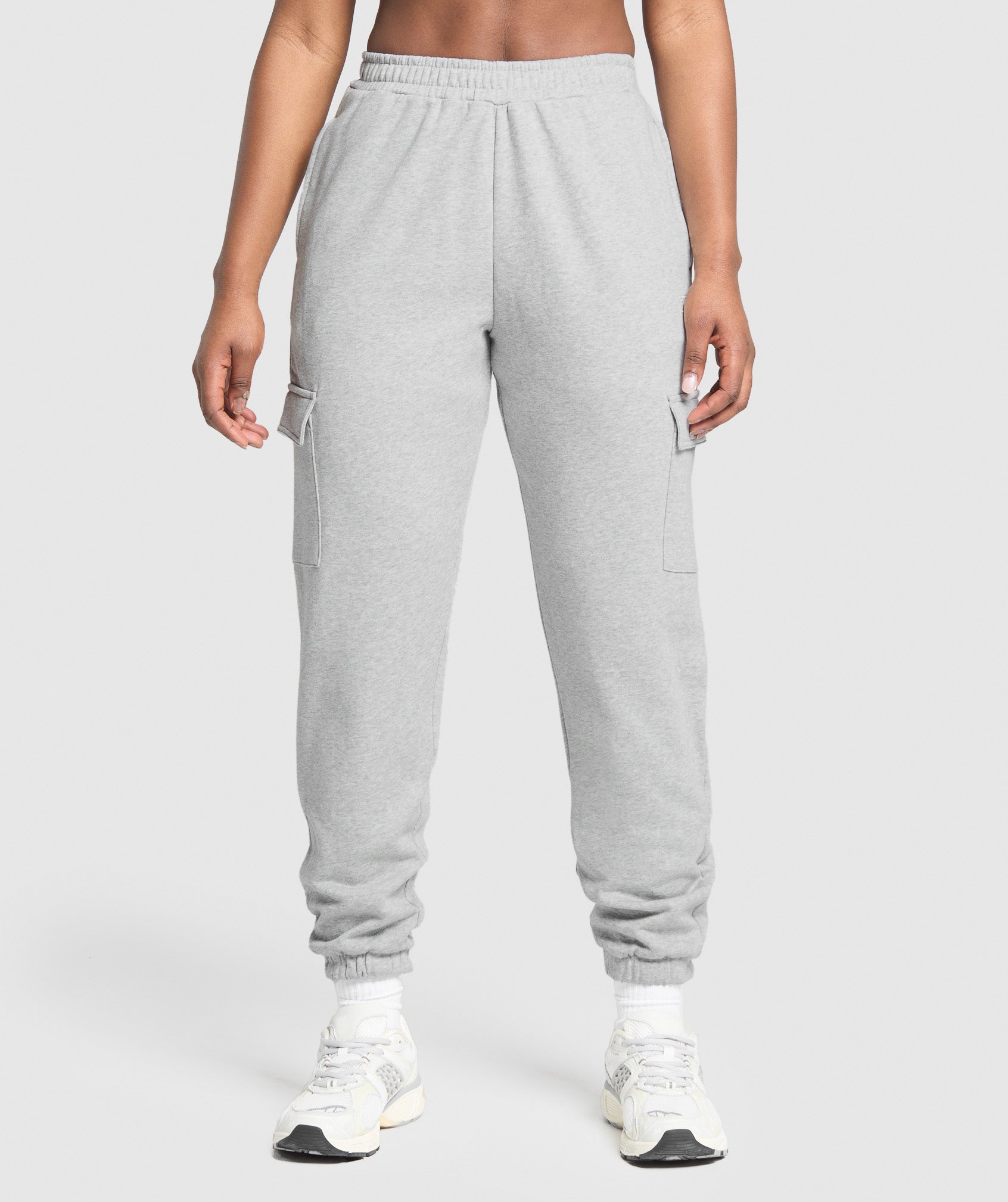 Fleece Cargo Joggers - Light Grey Core Marl