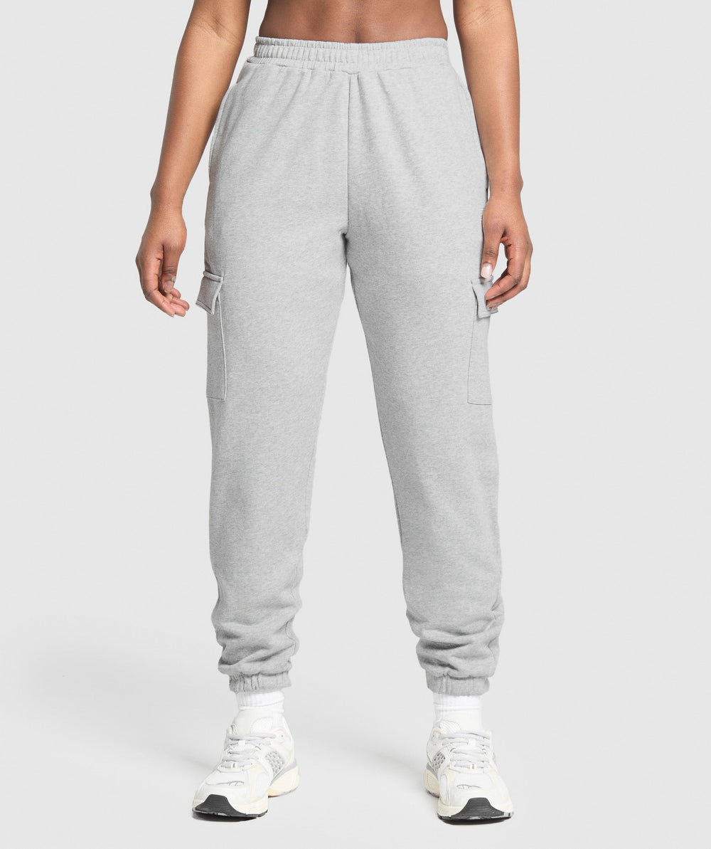 Fleece Cargo Joggers - Light Grey Core Marl