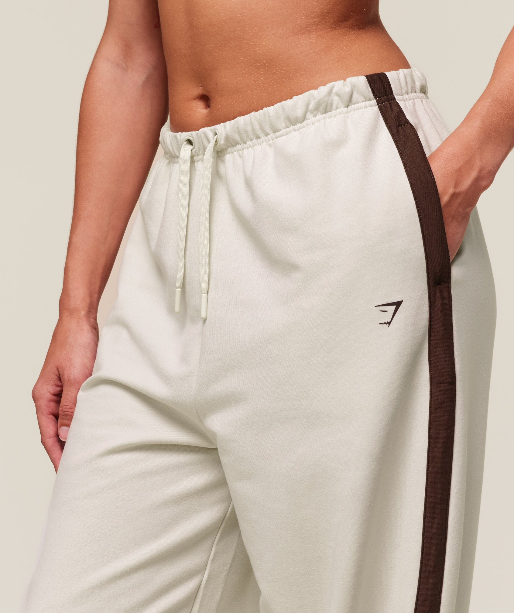 Retro Stripe Snap Pant - Oat White/Archive Brown