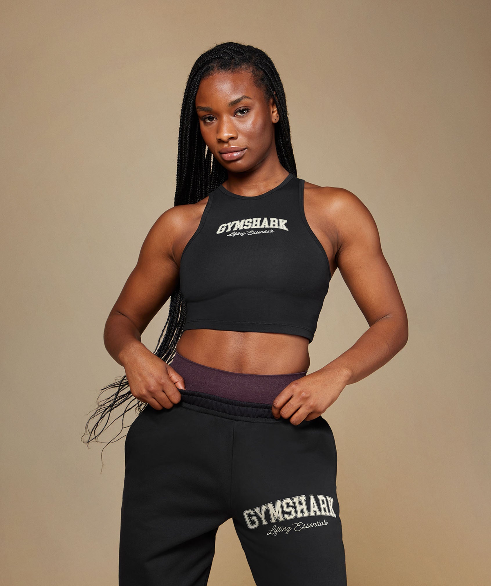 Lifting Essentials Graphic Brushed Oversized Joggers - Black