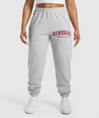 Lifting Essentials Graphic Brushed Oversized Joggers - Light Grey Core Marl