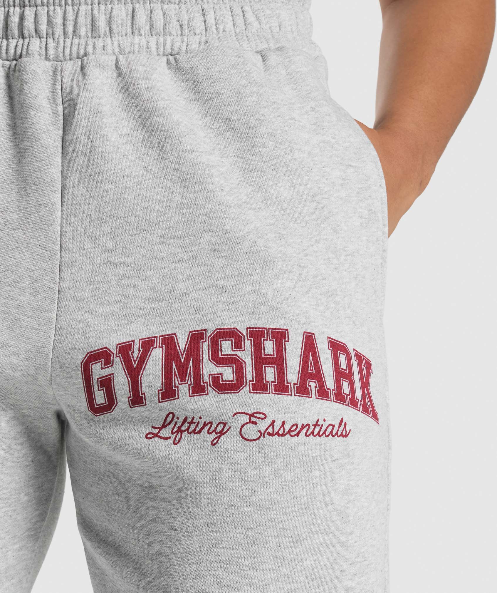 Lifting Essentials Graphic Brushed Oversized Joggers - Light Grey Core Marl