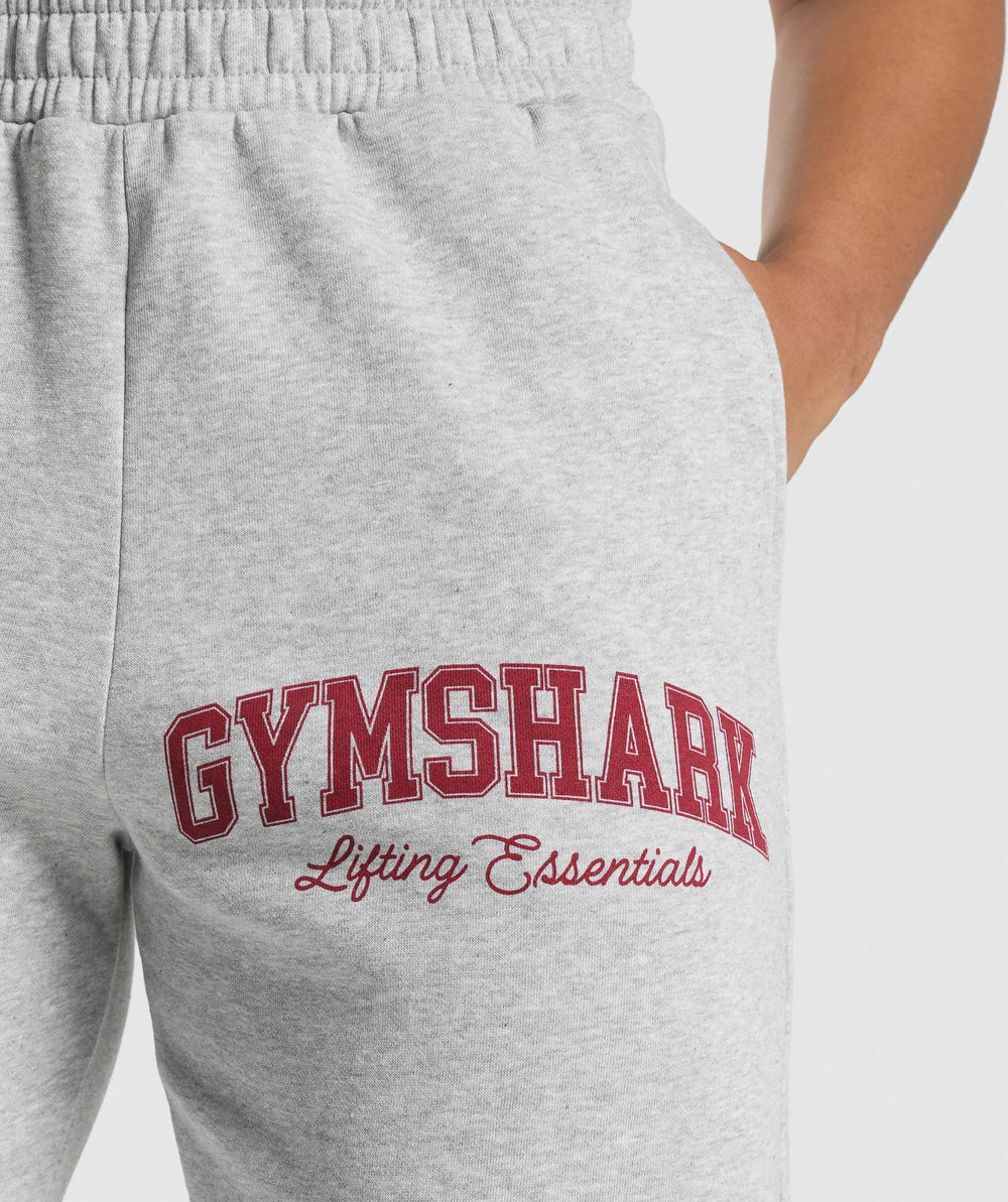 Lifting Essentials Graphic Brushed Oversized Joggers - Light Grey Core Marl
