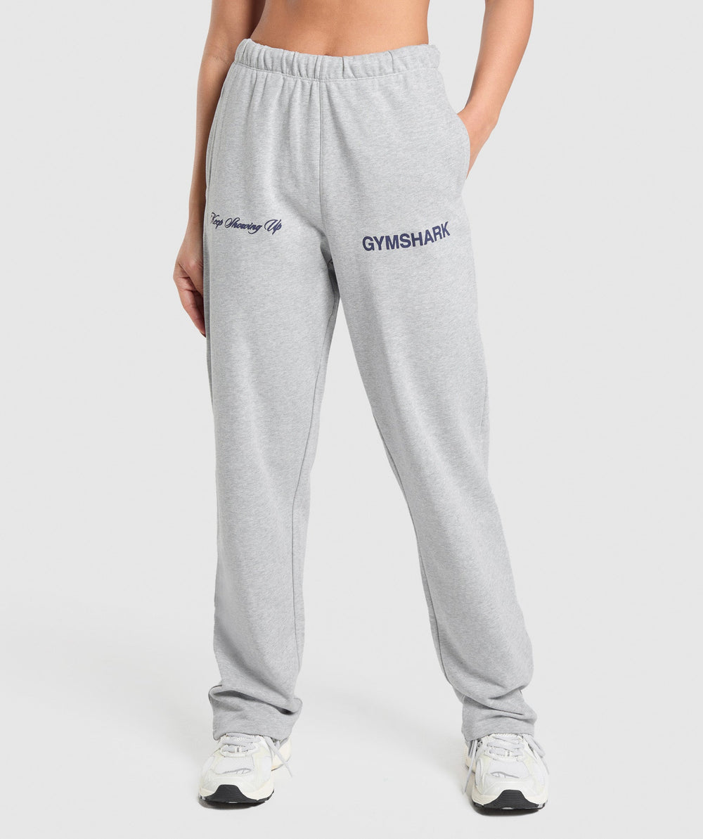 EST 2012 Graphic Straight Leg Joggers - Light Grey Core Marl