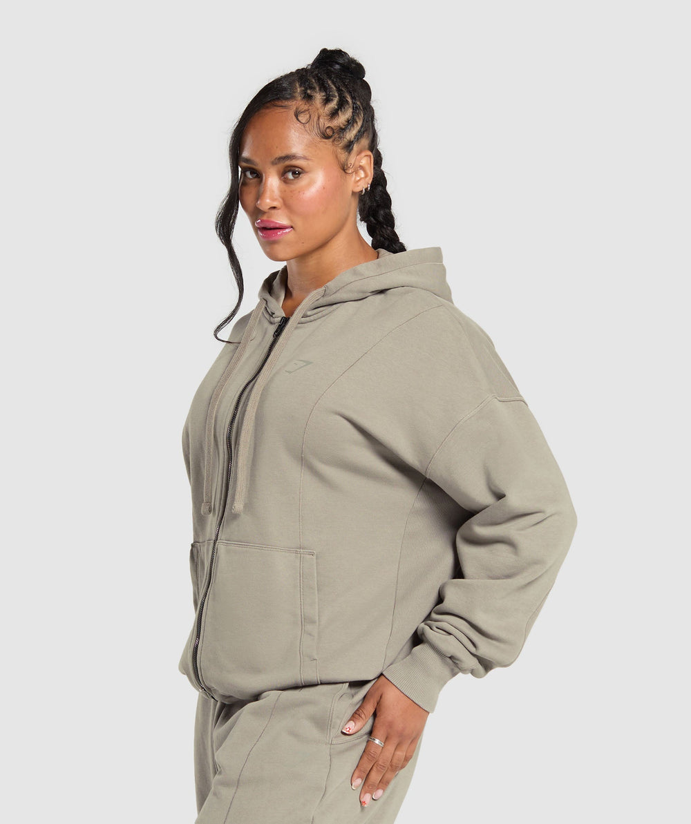 Power Oversized Zip Hoodie - Linen Brown/Acid Wash