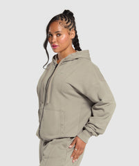 Power Oversized Zip Hoodie - Linen Brown/Acid Wash