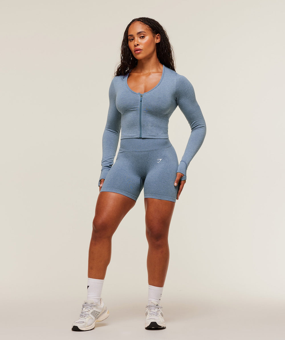 Lift Seamless Zip Up Jacket - Worn Blue/Peri Blue Marl
