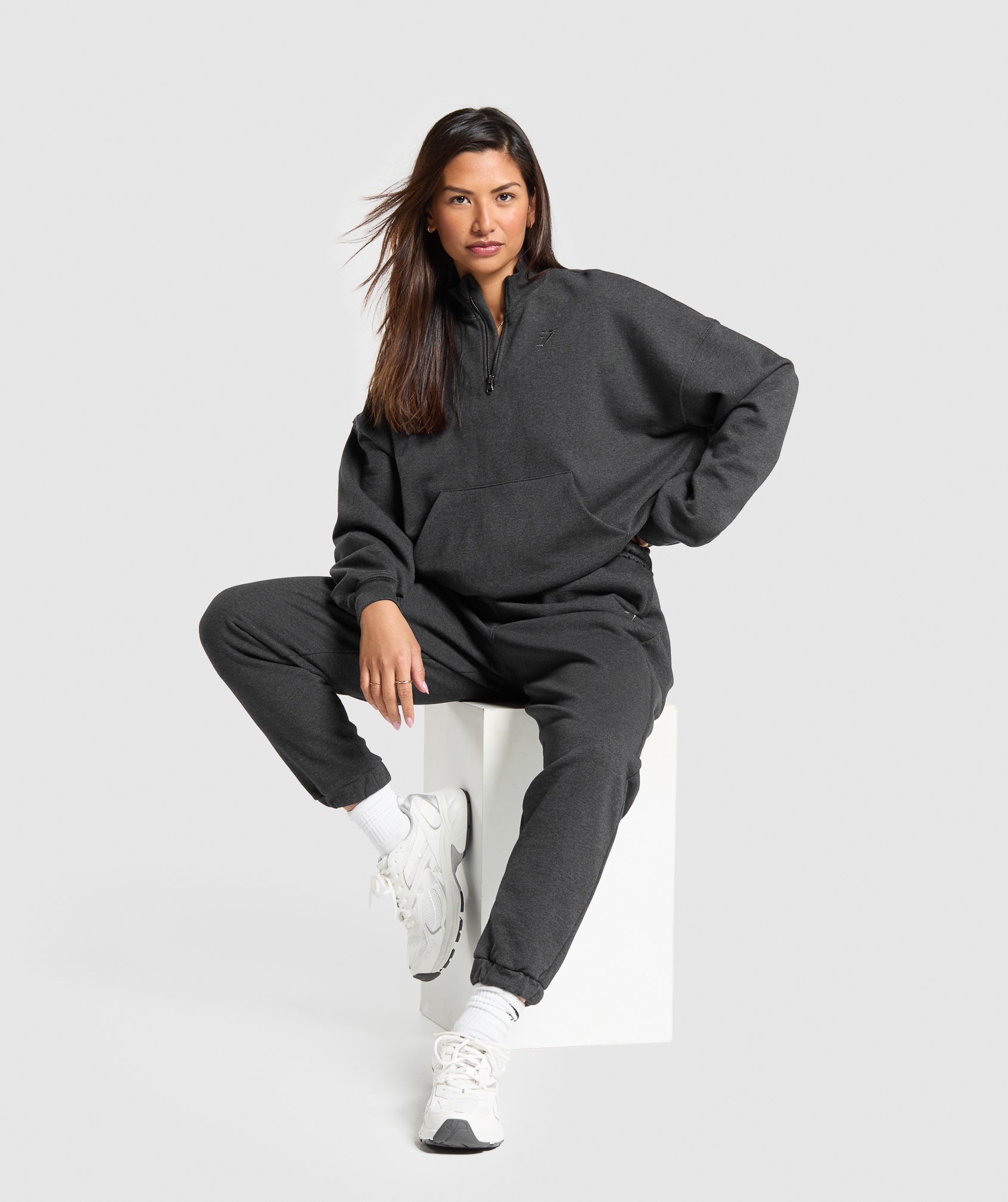 Rest Day Sweats 1/2 Zip Pullover - Black Core Marl