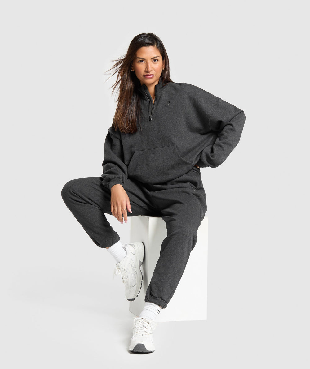 Rest Day Sweats 1/2 Zip Pullover - Black Core Marl