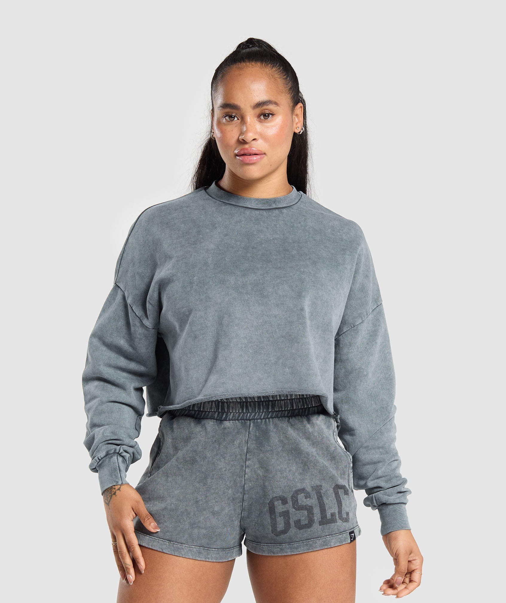 Collegiate Shadow Washed Midi Sweatshirt - Asphalt Grey