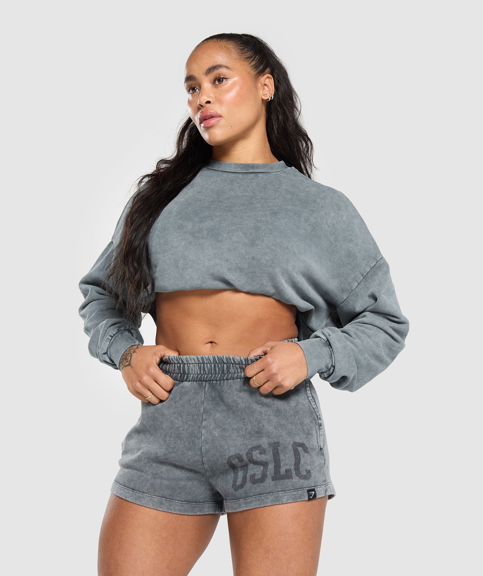 Collegiate Shadow Washed Midi Sweatshirt - Asphalt Grey