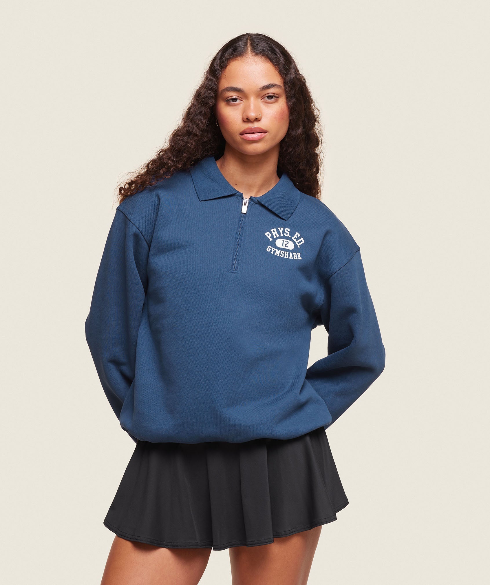Phys Ed Graphic 1/4 Zip - Soft Blue