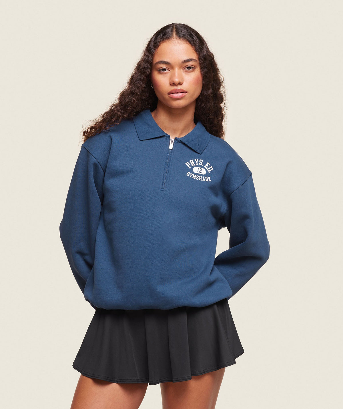 Phys Ed Graphic 1/4 Zip - Soft Blue