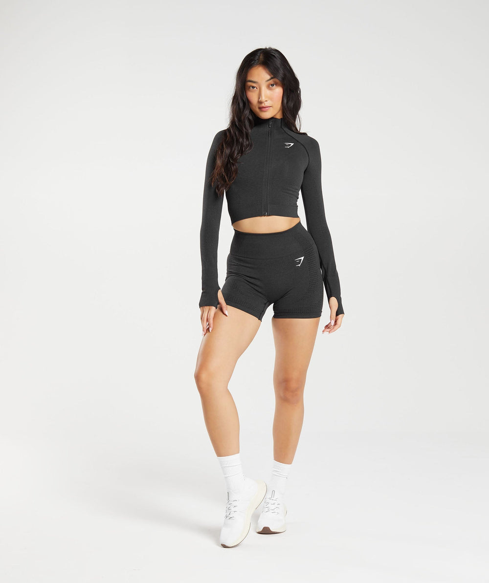 Vital Midi Zip Up Jacket - Black Marl