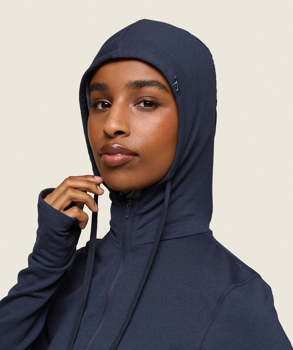 GS x Leana Deeb Hooded Midi Top - Midnight Blue