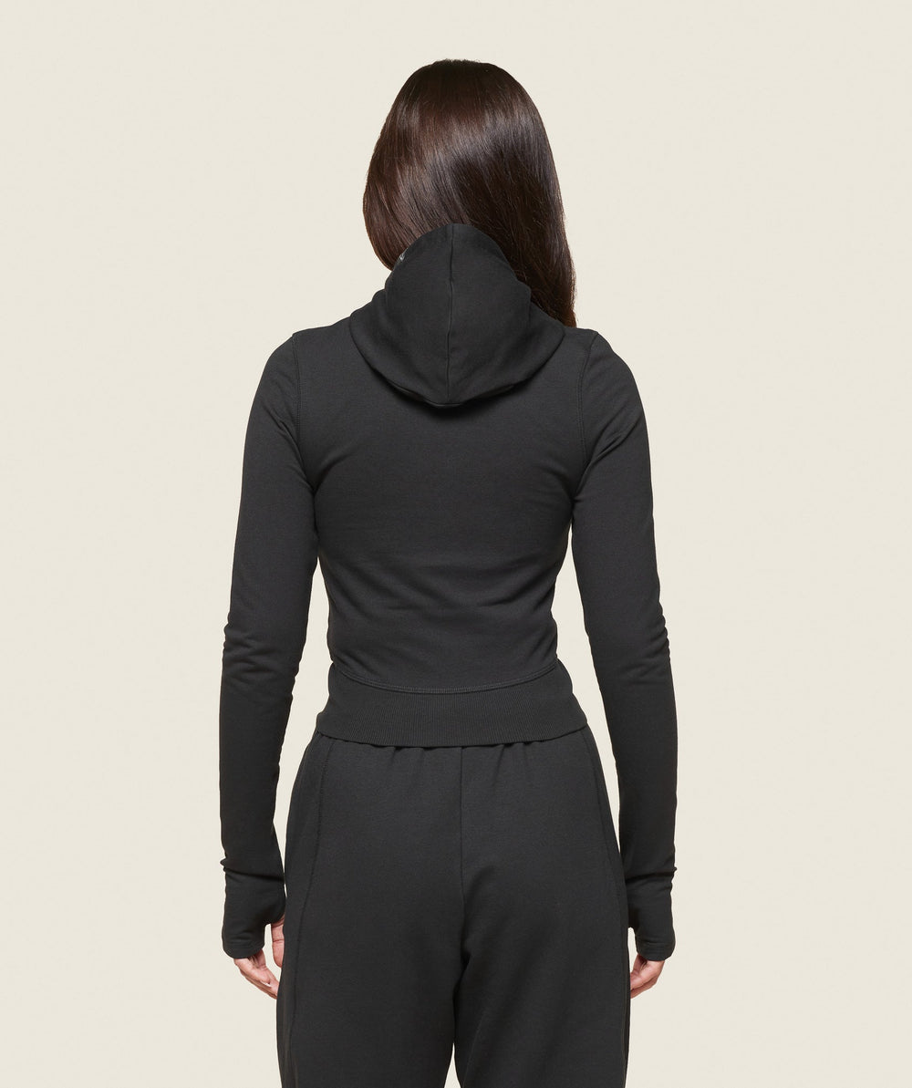 GS x Leana Deeb Hooded Midi Top - Black