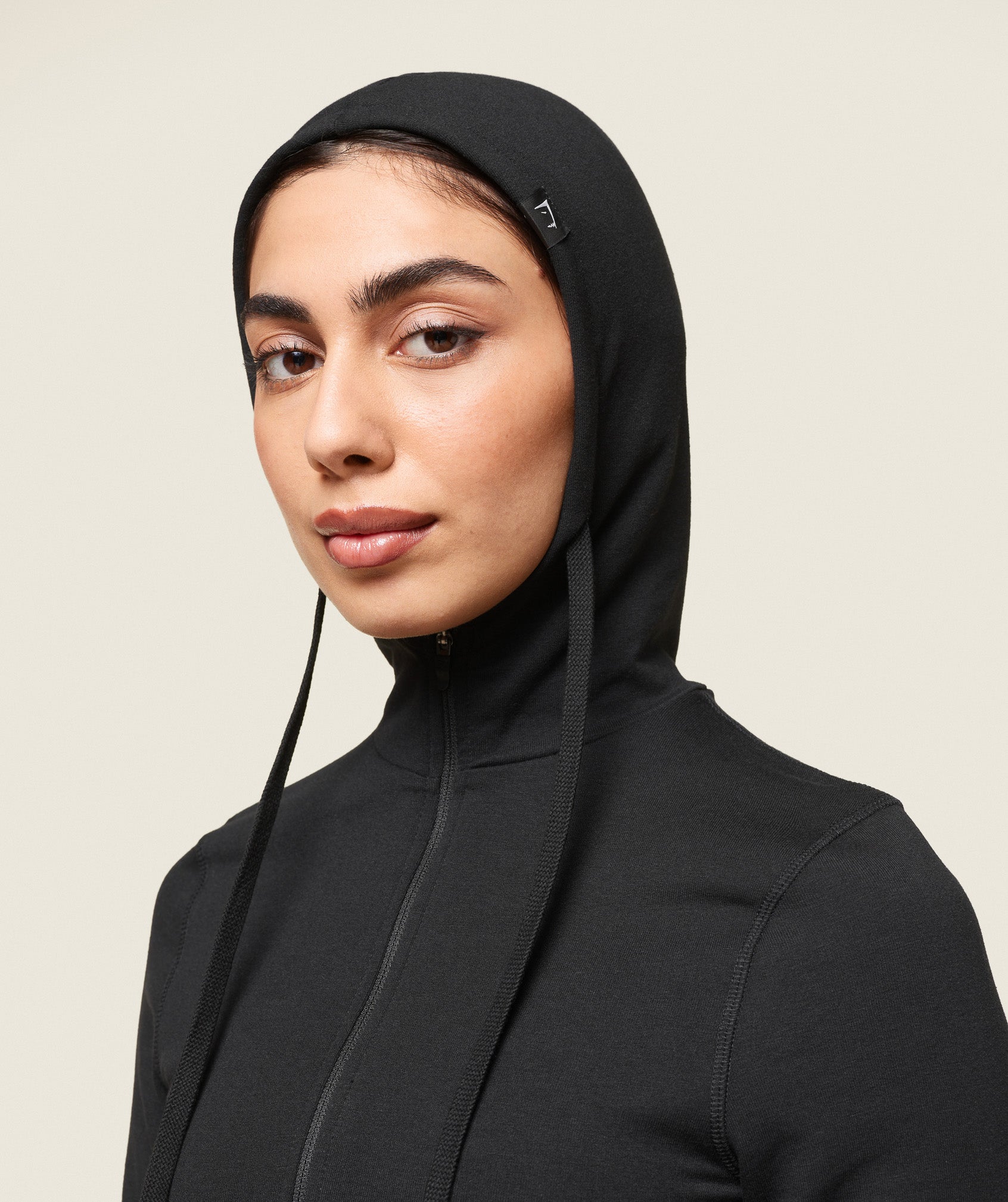 GS x Leana Deeb Hooded Midi Top - Black
