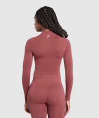 Everyday Seamless Zip Tracktop - Burgundy Brown