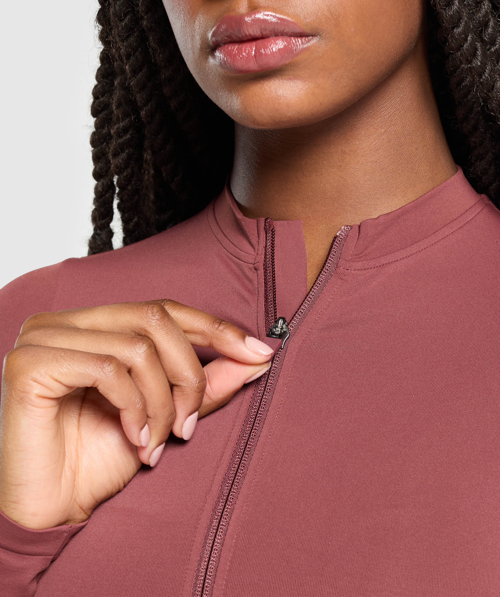 Everyday Seamless Zip Tracktop - Burgundy Brown