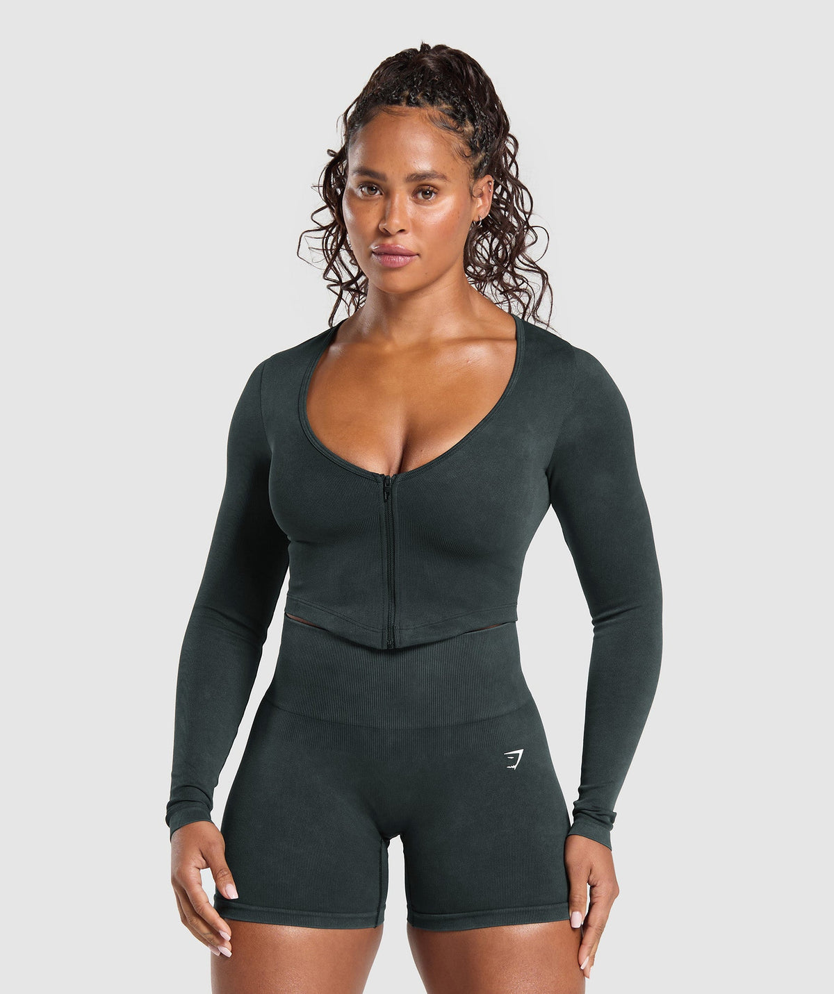 Gains Seamless Washed Zip Up Jacket - Black