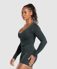 Gains Seamless Washed Zip Up Jacket - Black