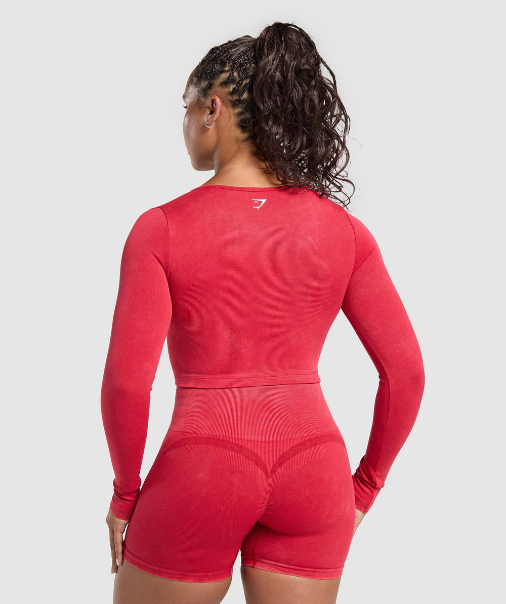 Gains Seamless Washed Zip Up Jacket - Carmine Red