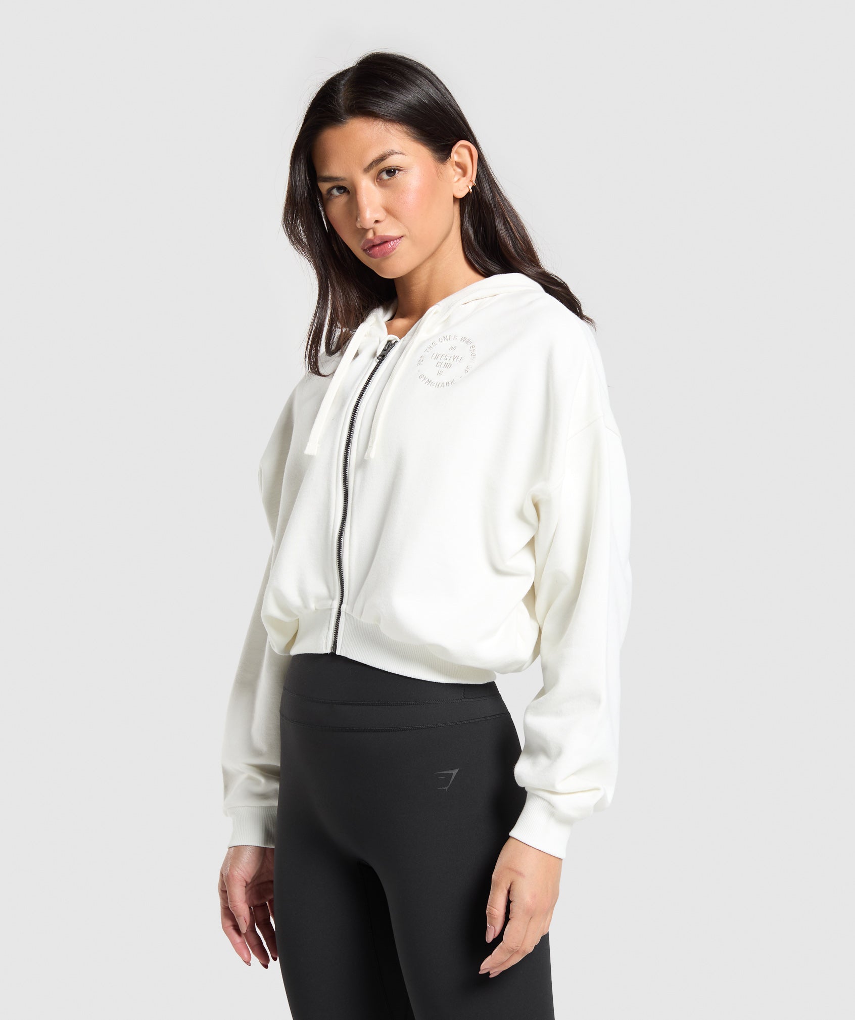 Lifestyle Club Graphic Zip Up Hoodie - Soft White