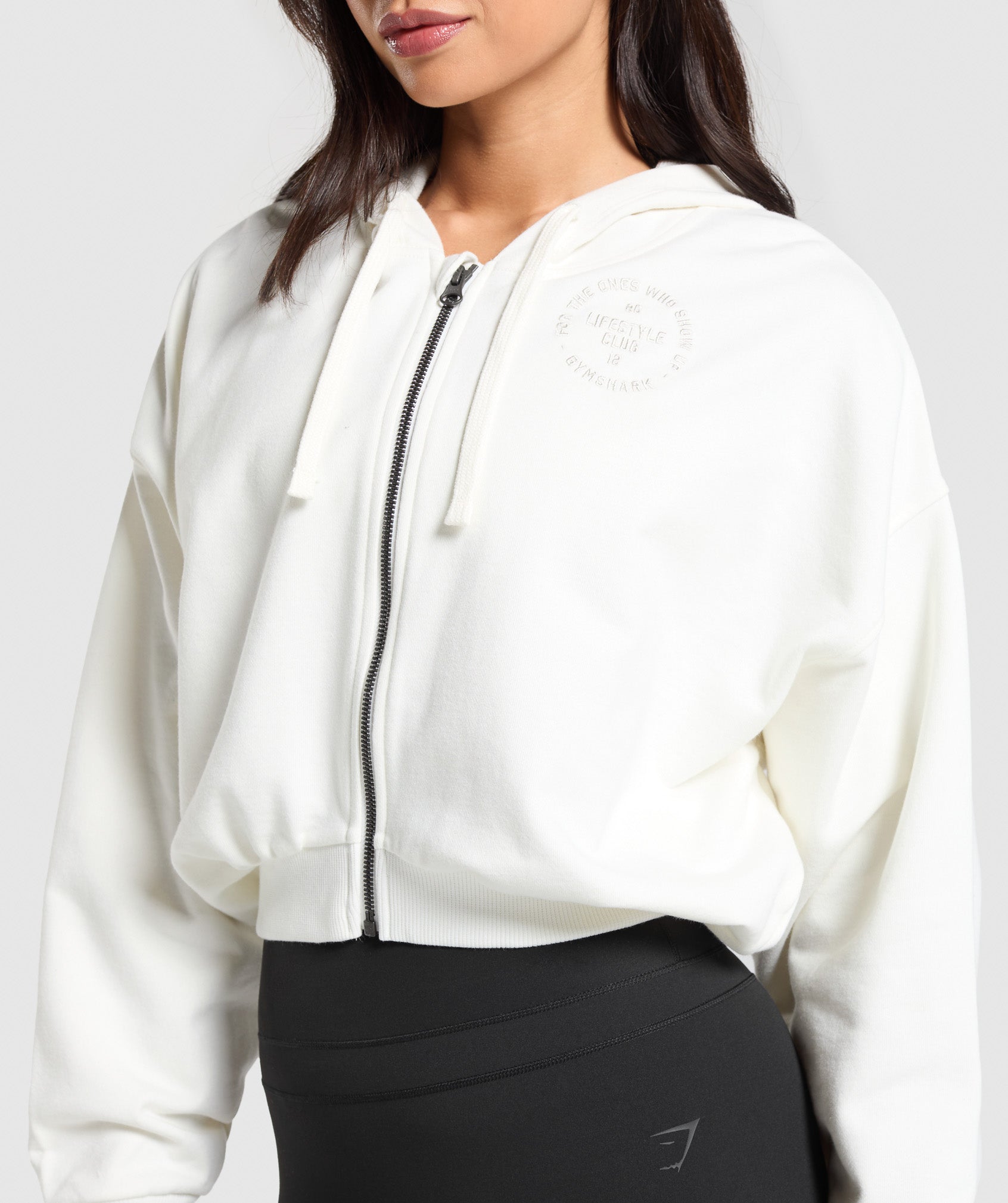 Lifestyle Club Graphic Zip Up Hoodie - Soft White
