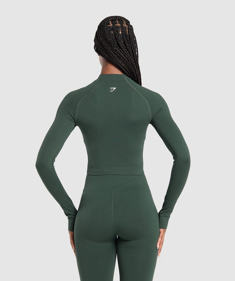 Vital Midi Zip Up Jacket - Woodland Green Marl